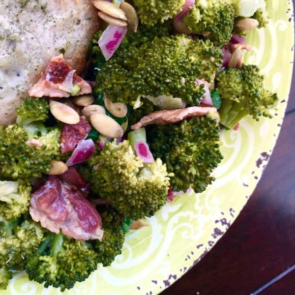 Easy Broccoli Bacon Salad No Mayo All She Cooks
