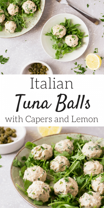 Italian tuna balls with lemon and capers. all she cooks pin