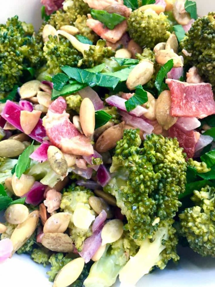 Easy Broccoli Bacon Salad No Mayo All She Cooks