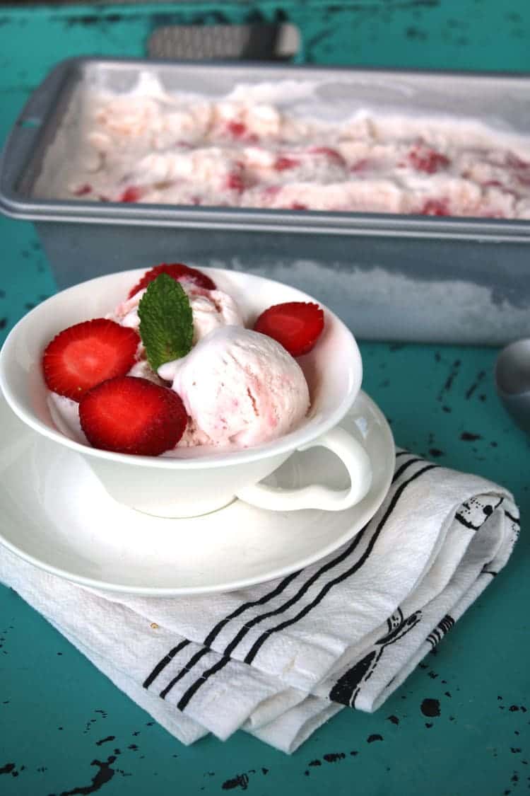 Make this easy No Churn Strawberry Ice Cream at home for a delicious fresh homemade dessert everyone will love. Add in mix-ins for a fun twist of ice cool dessert fun.