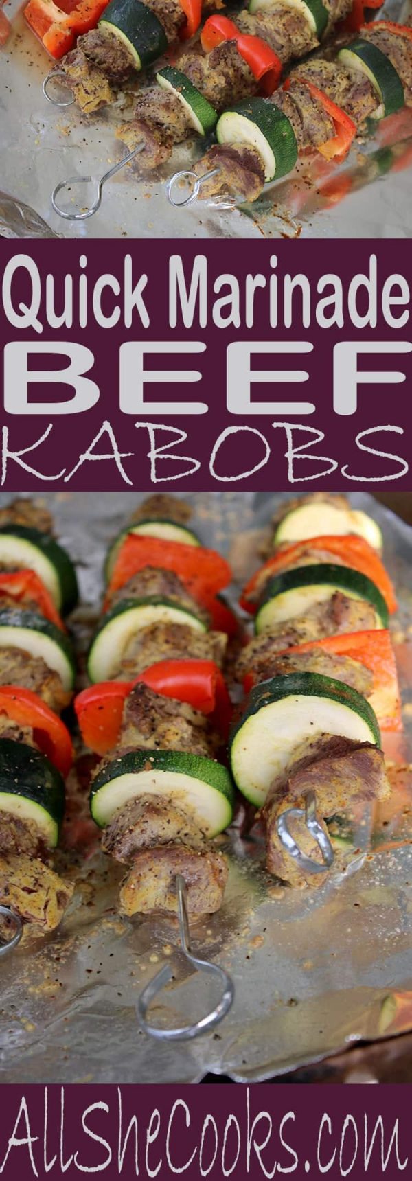 Quick Marinade Beef Kabobs Recipe - All She Cooks