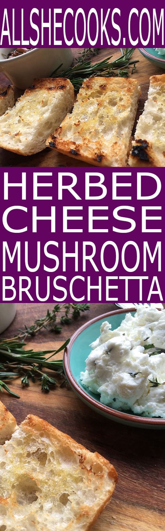 Enjoy this tasty berbed cheese and mushroom bruschetta recipe that makes an easy appetizer recipe to serve up at your next gathering.