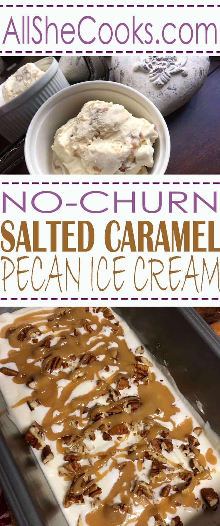 Want to learn how to make No-Churn Salted Caramel Pecan ice cream at home? This ice cream is easy to make without an ice cream maker and can be enjoyed the same day. You will love this ice cream.