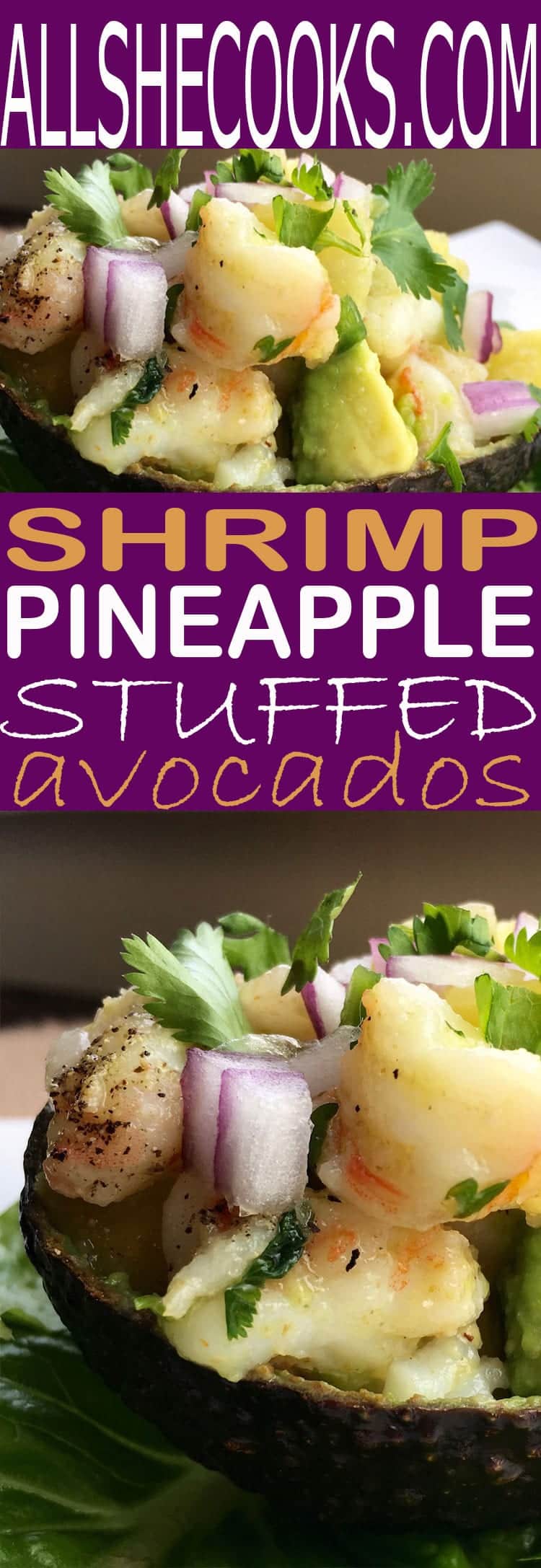 Stuffed avocado recipe with avocado and pineapple. Easy and healthy recipe perfect for an easy dinner this summer.
