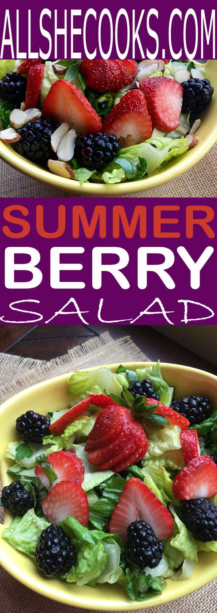 Enjoy this summer berry salad with raspberry vinaigrette. Delicious and easy recipe for a lighter summer meal.