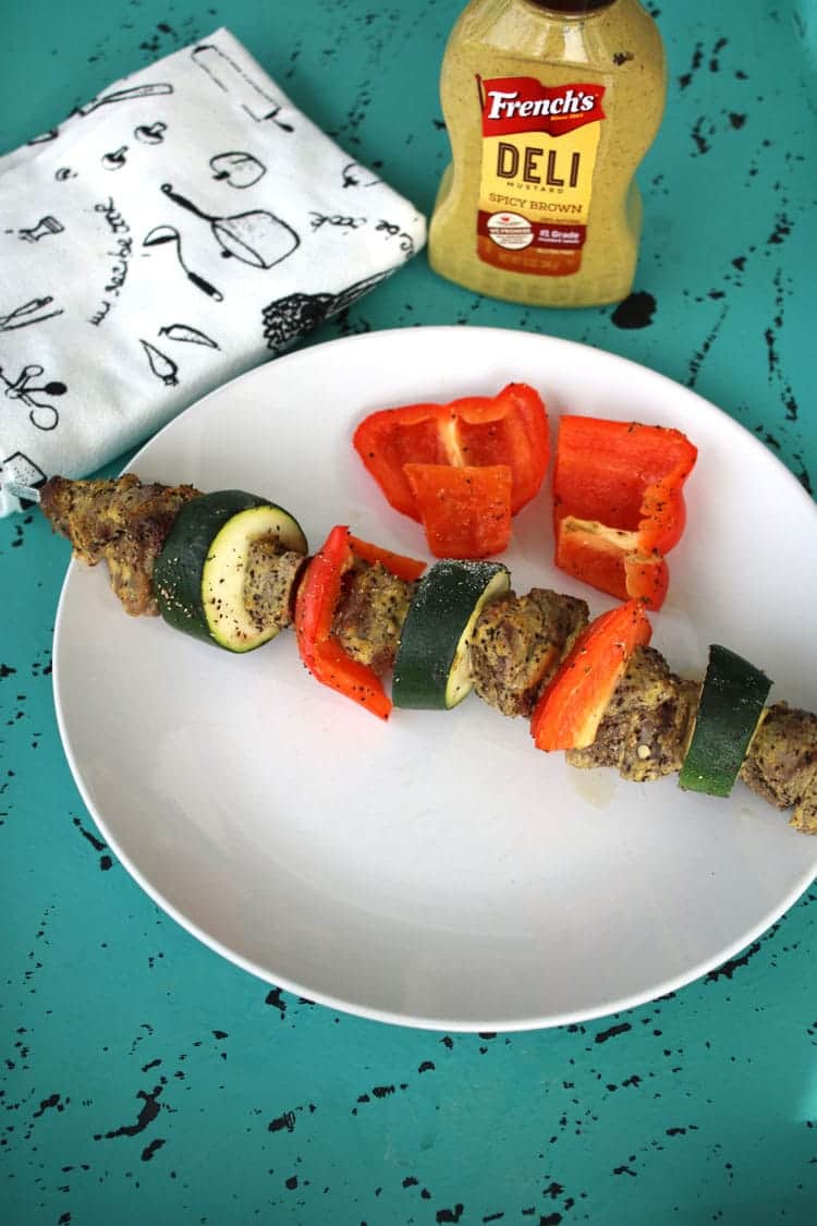 Make these mustard marinaded kabobs on the grill or in the oven