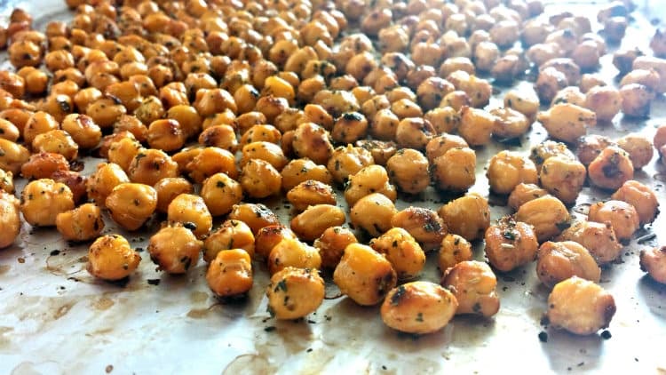 Garlic Basil Roasted Chickpeas