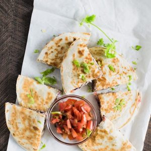 These vegetarian quesadillas are a great easy dinner for busy back to school nights.