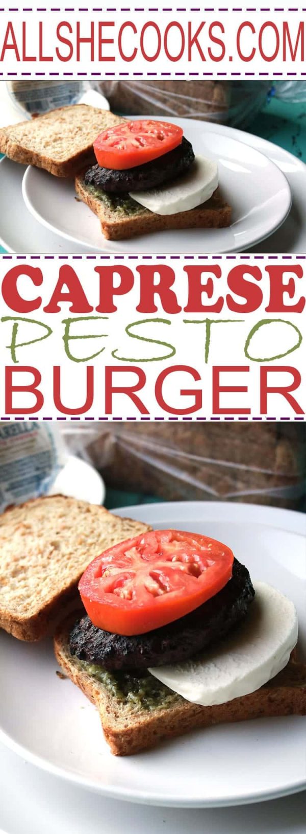 Caprese Pesto Burger Recipe With Prepared Pesto All She Cooks