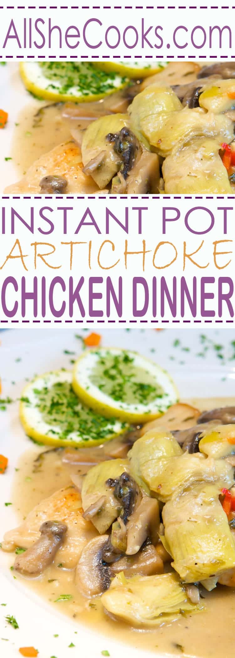 Instant Pot Chicken and Artichoke Dinner Recipe with Mushrooms