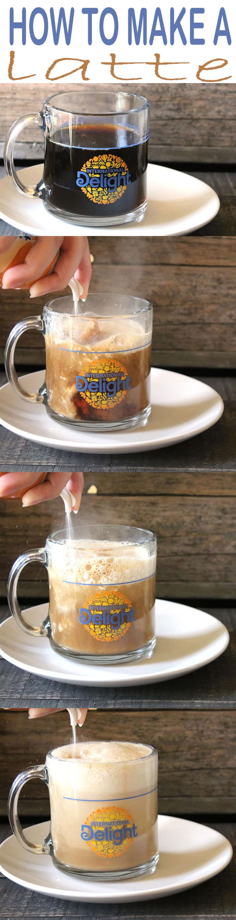 Step by step directions on how to make a latte with this easy process and product from International Delight One Touch Latte.