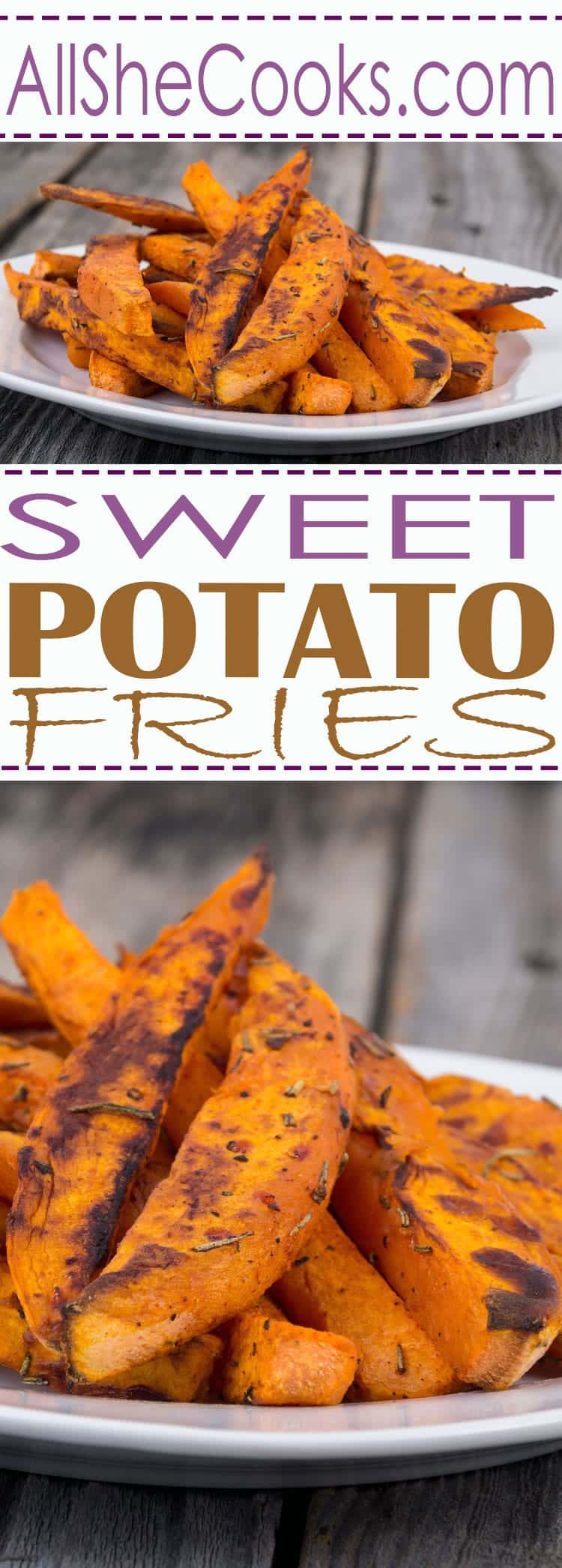 Baked Easy Sweet Potato Fries Recipe - Homemade Fries - All She Cooks