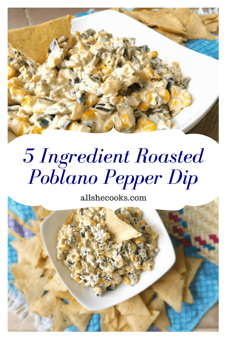 5 Ingredient Roasted Poblano Pepper Dip is a smoky pepper dip perfect for serving up an an appetizer or party dip recipe.