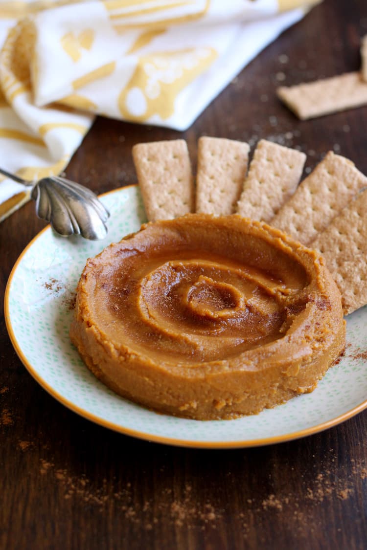 pumpkin hummus being served as dessert