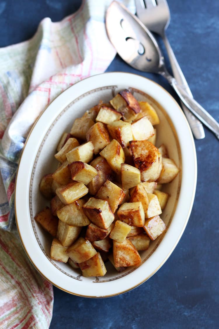 This Oven Roasted Sweet Potato with Cinnamon Sugar is an easy recipe to make for dinner or as a Thanksgiving side dish that will make the house smell great!