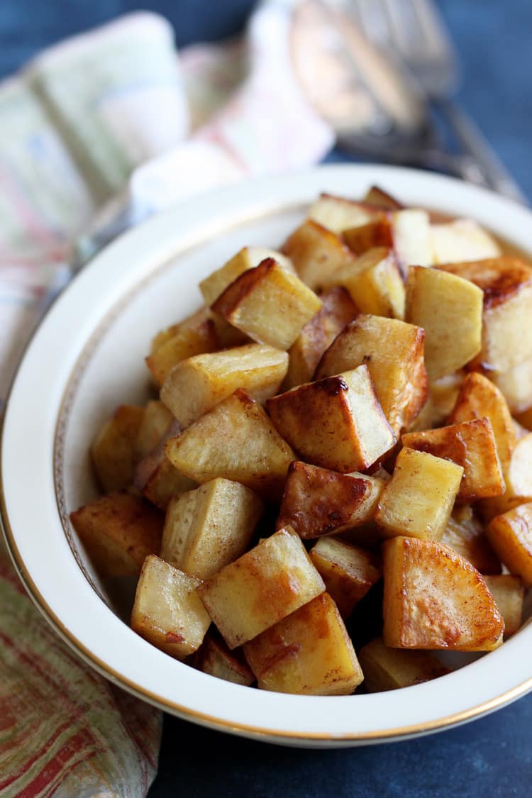 This Oven Roasted Sweet Potato with Cinnamon Sugar is an easy recipe to make for dinner or as a Thanksgiving side dish that will make the house smell great!