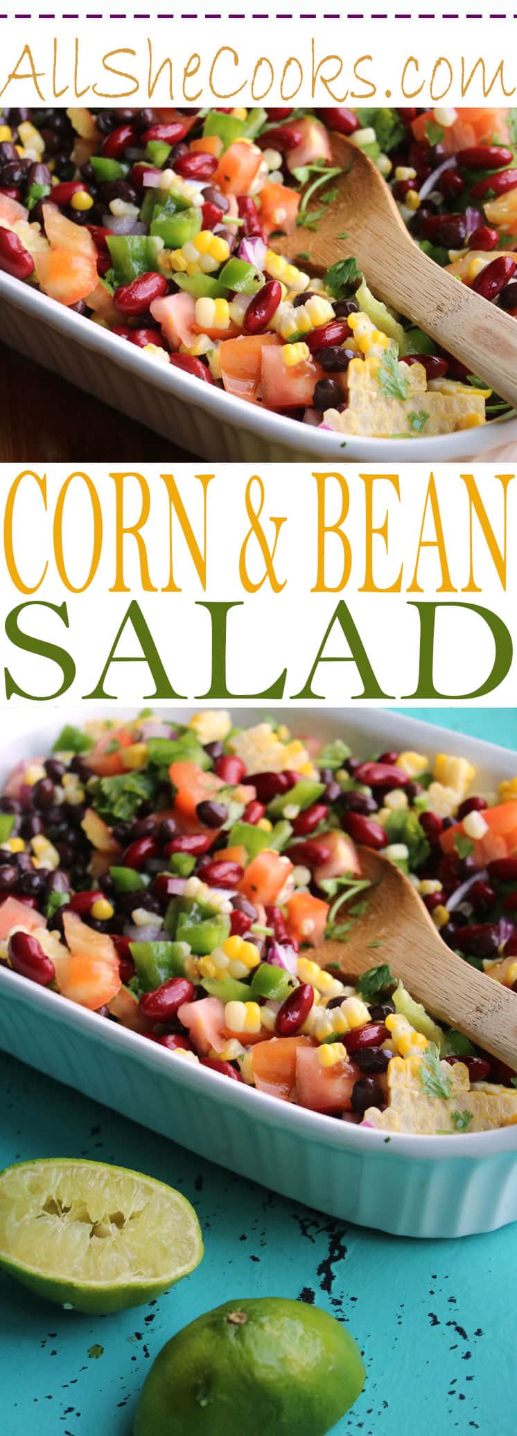Cowboy Caviar (aka Corn and Bean Salad) is the PERFECT side dish to bring to a potluck or a tailgate party. It can be served either on its own or with tortilla chips. This healthy and delicious salad or dip is full of nutrient-rich #MrsGrimesBeans and other healthy ingredients and is full on #SnackWorthy. #ad Visit MrsGrimesBeans.com for more recipes and product information.