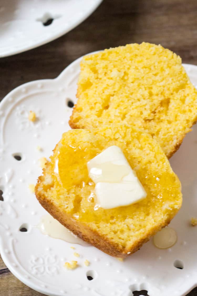 These cornbread muffins are made with buttermilk and a touch of honey. Delicious for breakfast or as a side dish!