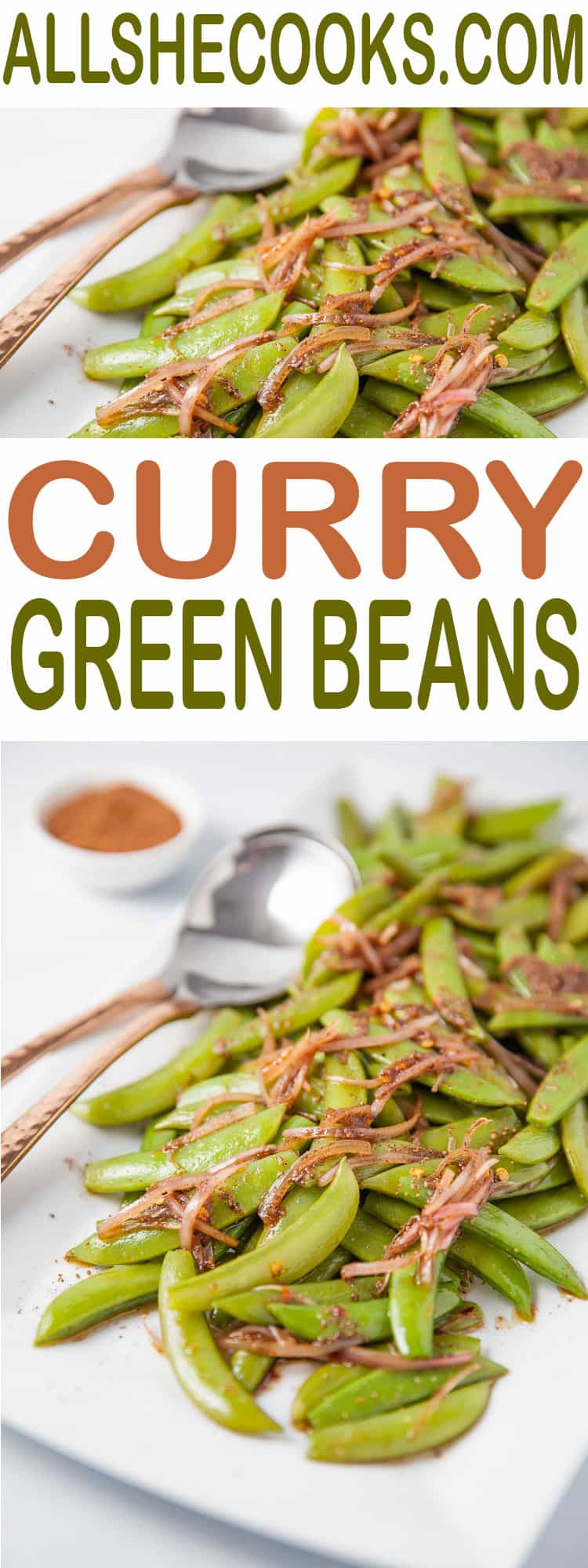 Green Beans with curry make a tasty side dish for Thanksgiving or other meals. Delicious side dish!
