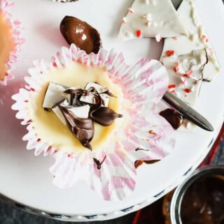 These Peppermint Bark Mini Cheesecakes are the perfect dessert for a holiday gathering.