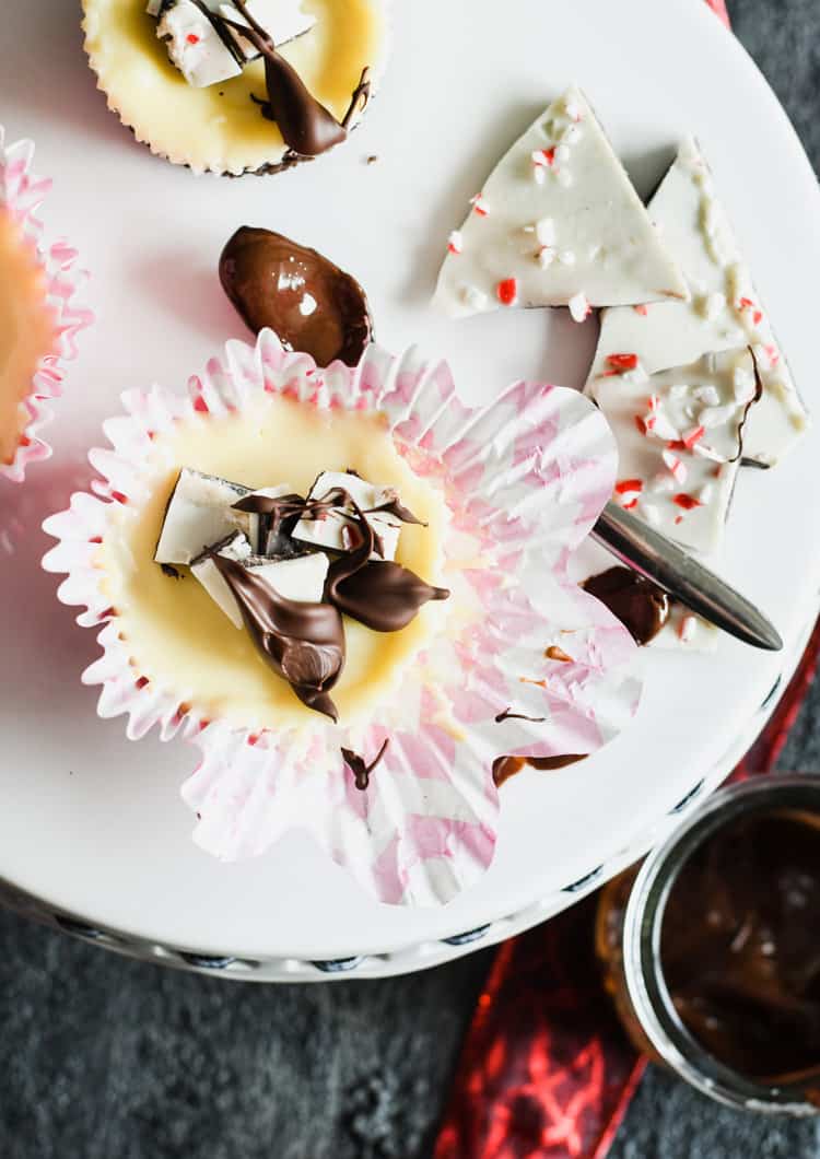 These Peppermint Bark Mini Cheesecakes are the perfect dessert for a holiday gathering. 