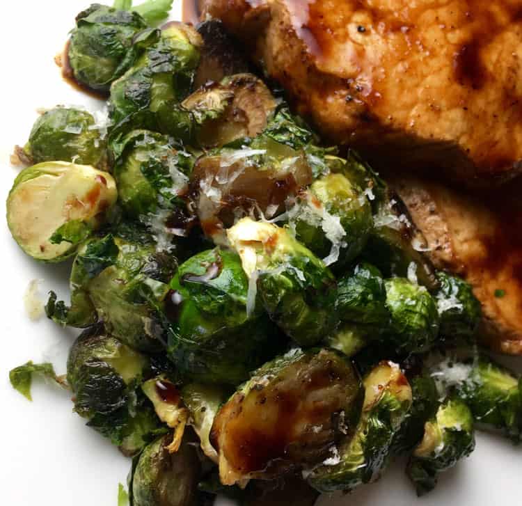 cooked brussels spouts with pork