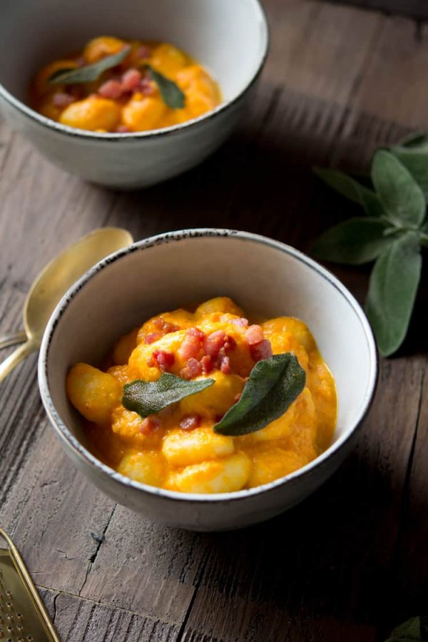Butternut Squash Gnocchi with Sage and Pancetta All She Cooks