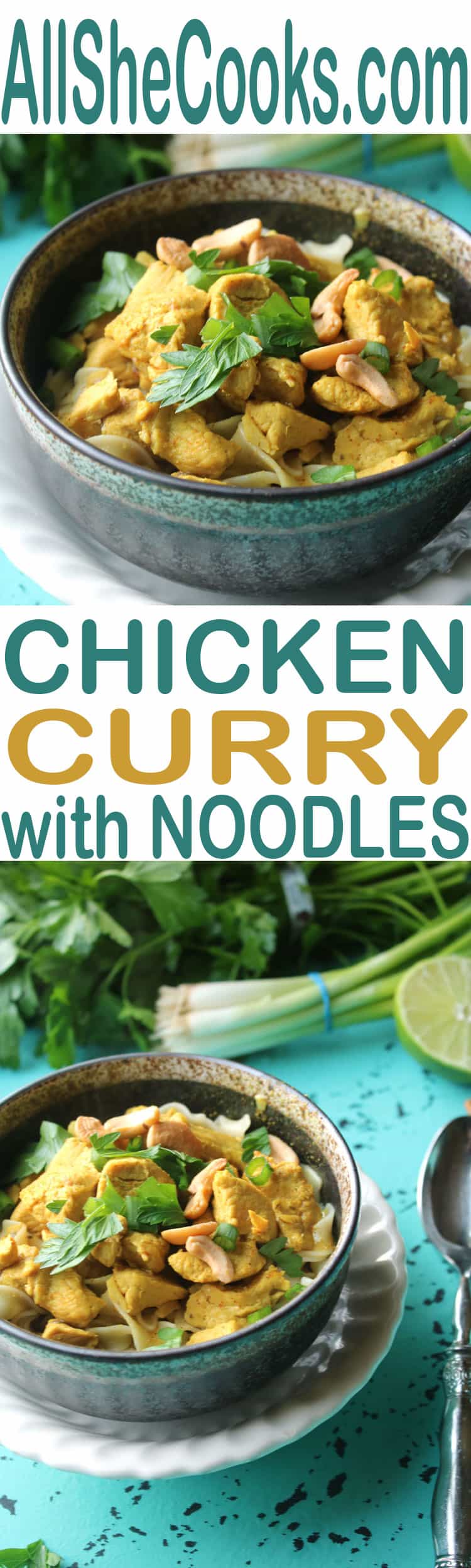 Enjoy this tasty Chicken Curry with Noodles recipe. It's an easy recipe that can be made with ingredients you have on hand as well as a few ingredients from the store. We love this delicious and simple weeknight dinner recipe. #curryrecipes
