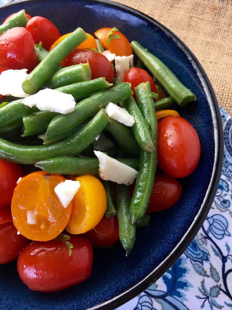 fresh vegetables salad with green beans