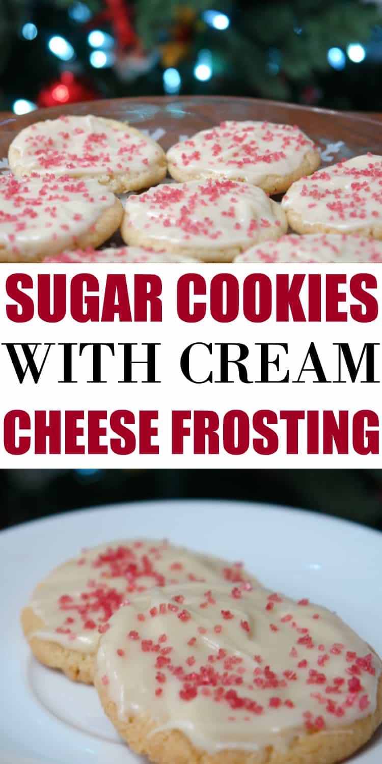 Sugar Cookies with Cream Cheese Frosting. You will love these Holiday Cookies that are delicious and easy to decorate. #SugarCookies