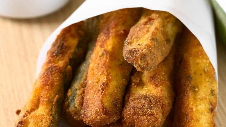 copycat fried zucchini sticks with ketchup on the side