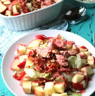 Easy Salad with Apples and Nuts on plate