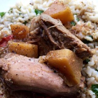 rice with pineapple pork cooked in slow cooker