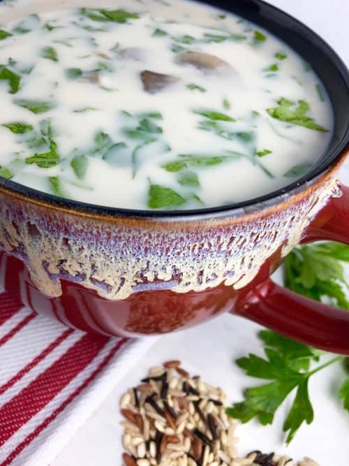 Creamy Vegetarian Slow Cooker Soup with Wild Rice and Mushrooms - All ...