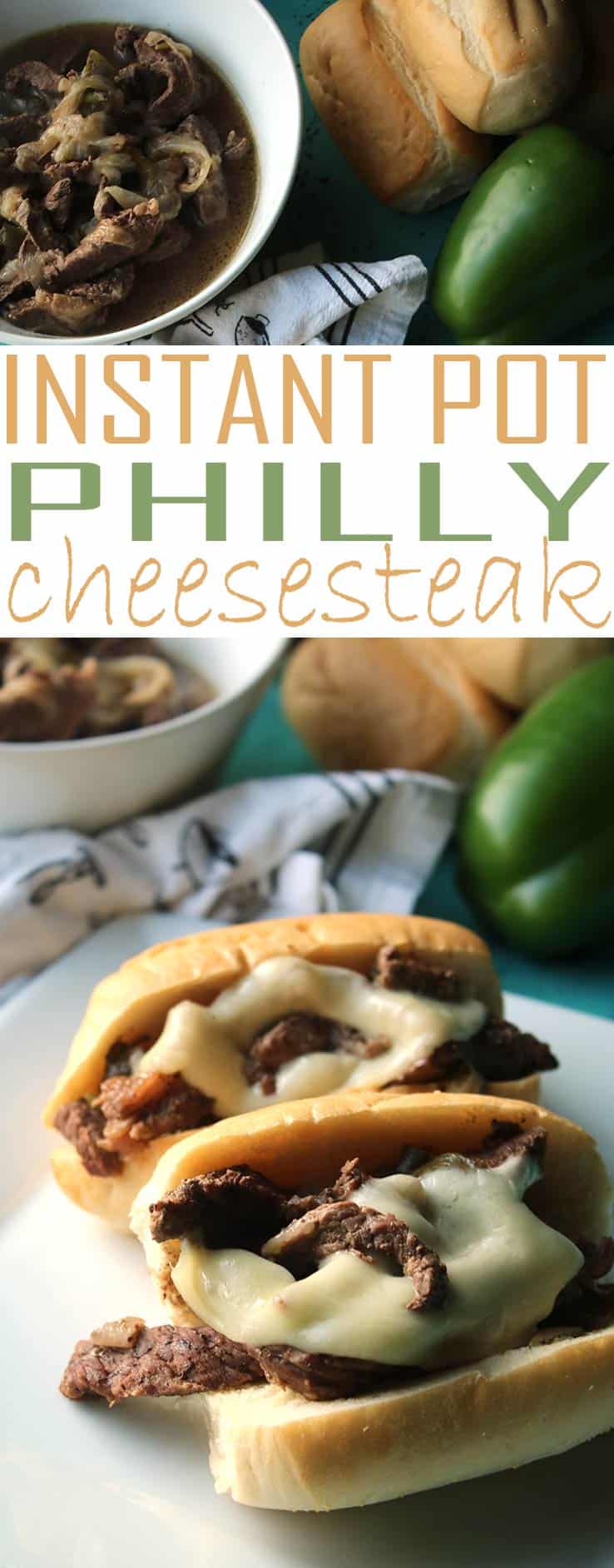 Philly Cheesesteak Sandwiches on bun on white plate