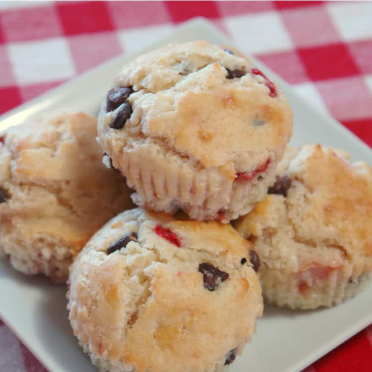 Strawberry Chocolate Chip Muffins, Valentine's Day Breakfast, Muffin Recipe #Muffins #Chocolate #ValentinesDay