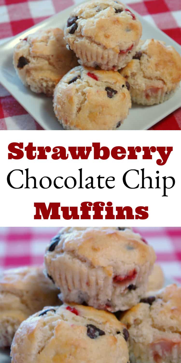 Strawberry Chocolate Chip Muffins, Valentine's Day Breakfast, Muffin Recipe #Muffins #Chocolate #ValentinesDay