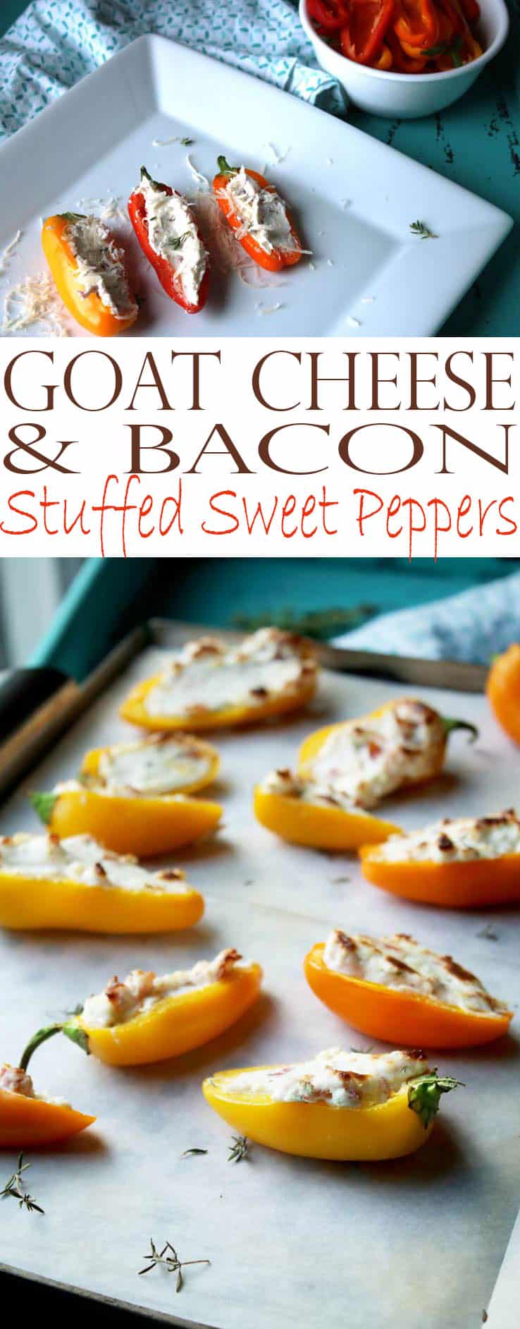 Easy Sweet Peppers stuffed with Goat Cheese and Bacon. This is an easy appetizer idea that you will love. Make this for a beautiful appetizer to serve at your next party.