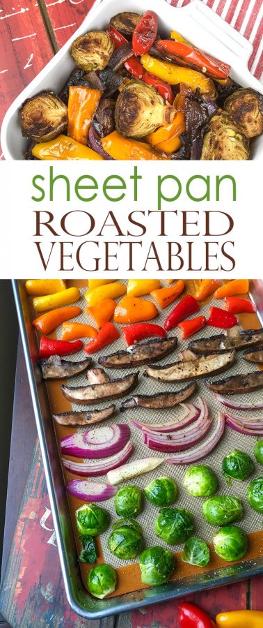 roasted vegetables in white baking dish