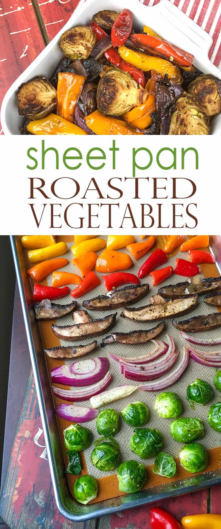 Mediterranean Roasted Vegetables taste INCREDIBLE! These sheet pan roasted vegetables are roasted to perfection to bring out their natural sweetness. Season with Herbs de Provence or Italian seasoning. #sheetpan #roastedvegetables #healthydinner #mediterraneanroastedvegetables