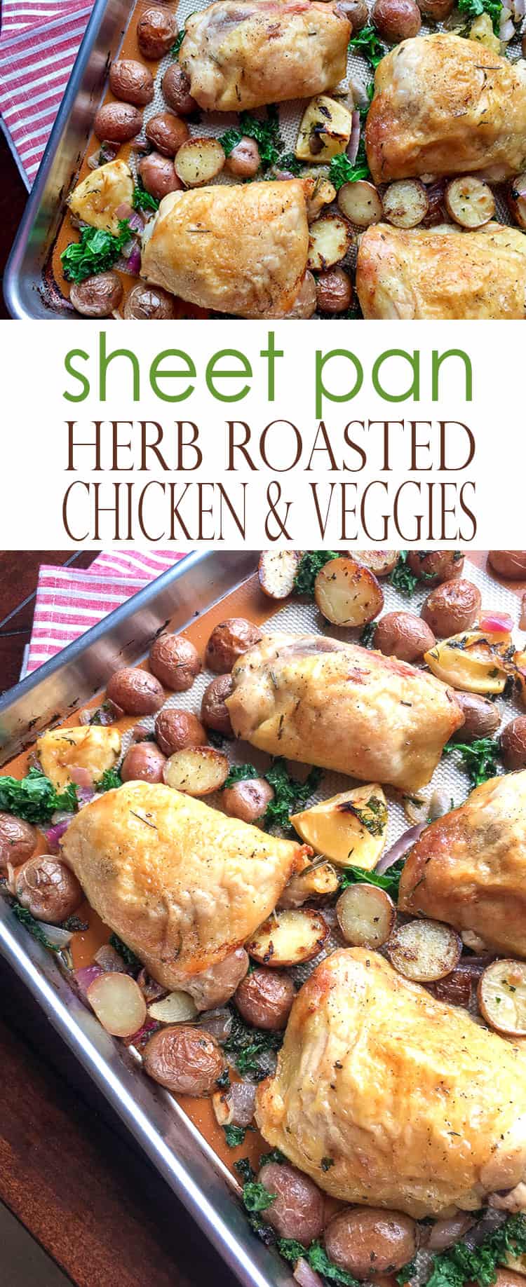 Sheet Pan Herb-Roasted Chicken With Red Potatoes And Kale - All She Cooks