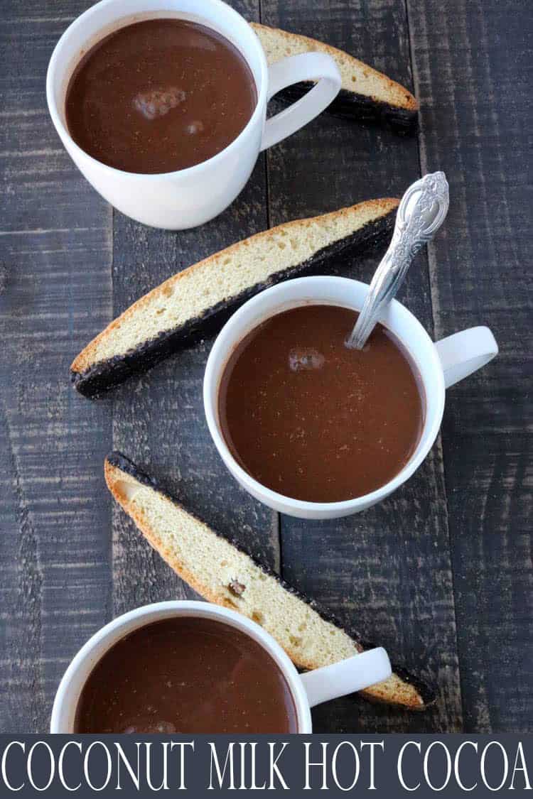 Coconut Milk Hot Chocolate is rich, creamy, decadent, and warming. Best of all, it's a dairy-free recipe so even those who are lactose intolerant can enjoy it! You'll love this hot chocolate recipe. #coconut #hotchocolate #coconutmilk #coconutmilkhotchocolate #dairyfree