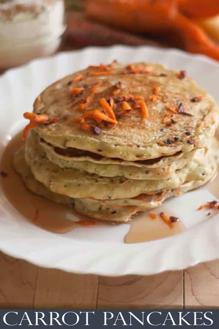 Who doesn't love a good pancake recipe? Adults and kids alike will love digging into these Carrot Pancakes! They're a little healthy while still tasting like the pancakes we all know and love. You'll love this easy pancake recipe! #carrotpancakes #pancakes #pancakerecipes #easypancakes