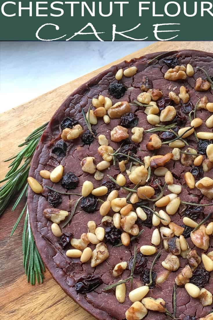 Looking for a delicious Italian recipe? Try Castagnaccio, also known as chestnut flour cake. It's a dense, tasty, and naturally gluten-free cake recipe! #castagnaccio #chestnutflourcake #glutenfree #glutenfreecake #italian #italianrecipes