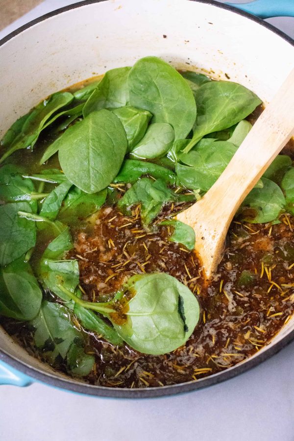 Easy Keto Soup with Sausage, Peppers and Spinach All She Cooks