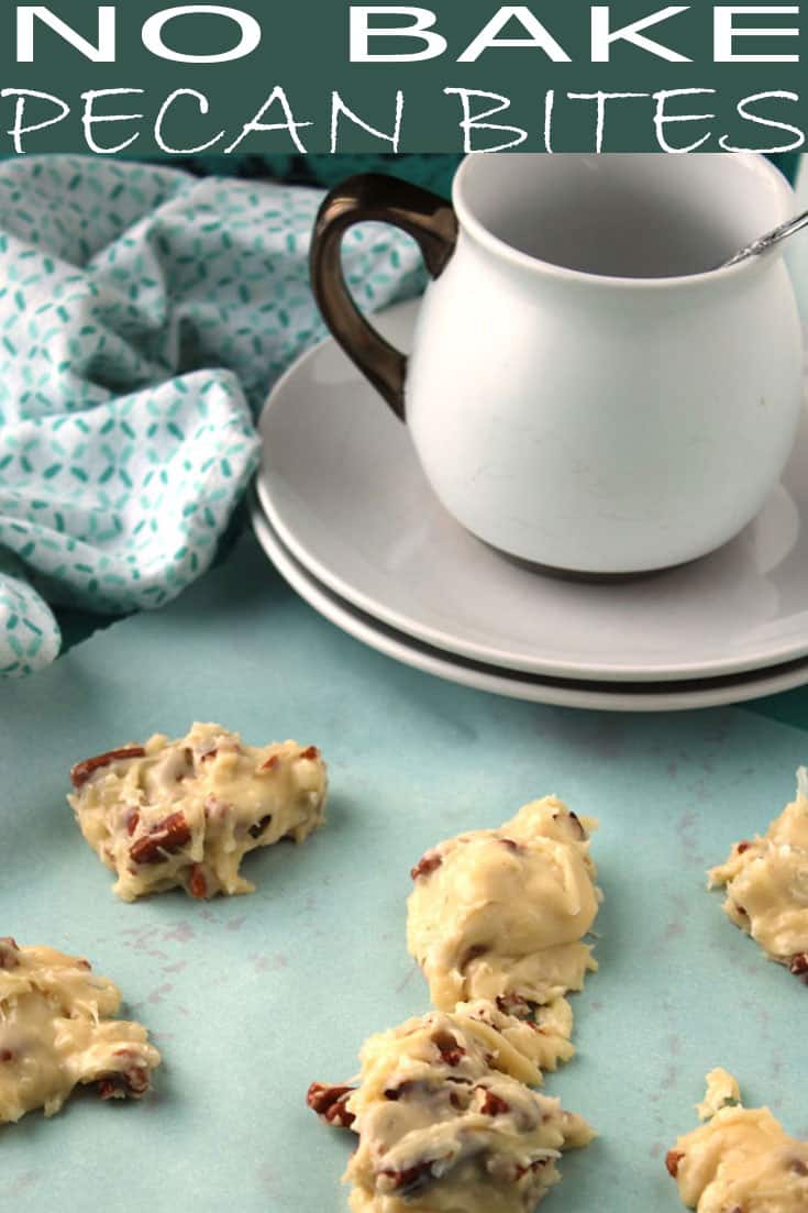 These No-Bake Pecan Coconut Clusters (Coconut Pecan Bites) are an INCREDIBLE no-bake dessert! You'll love this no-bake dessert recipe containing pecans, coconut flakes, white chocolate, and condensed milk. #nobake #dessert #coconut #pecan #nobakedessert