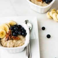 Instant Pot Steel Cut Oatmeal with Blueberries, Bananas and Pecans