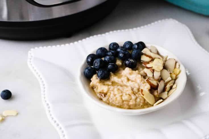Instant Pot Steel Cut Oats with Blueberries, Almonds and Honey