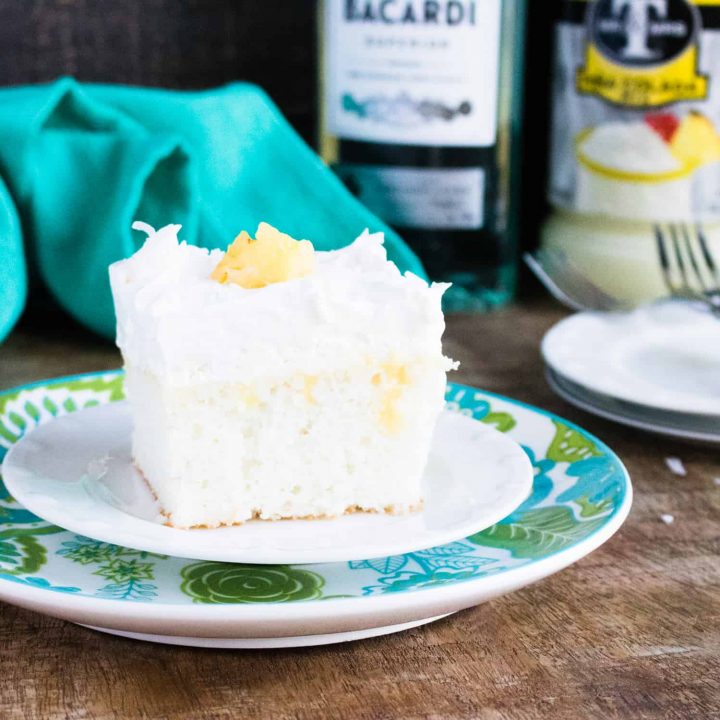Boozy Pineapple Piña Colada Poke Cake