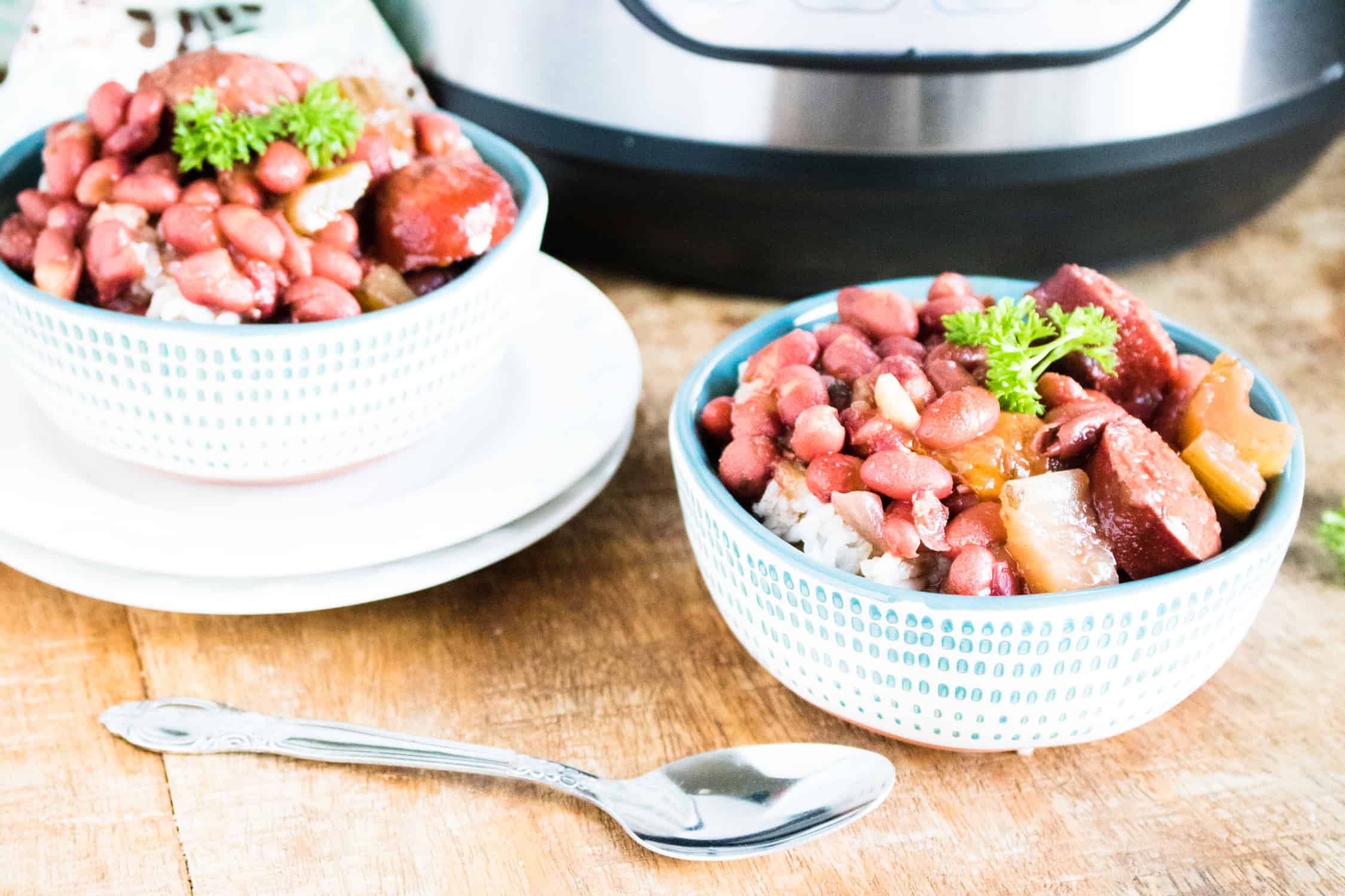 Instant Pot Red Beans and Rice Recipe served in bowls